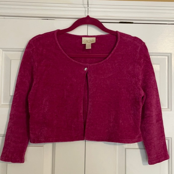 Caché Vintage Raspberry Silk Blend Shrug - Picture 1 of 6